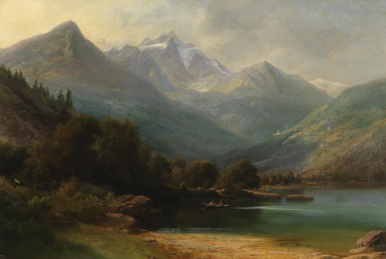 Vista del Lago di Poschiavo con la catena del Bernina (Grigioni) da Carl Friedrich Seiffert