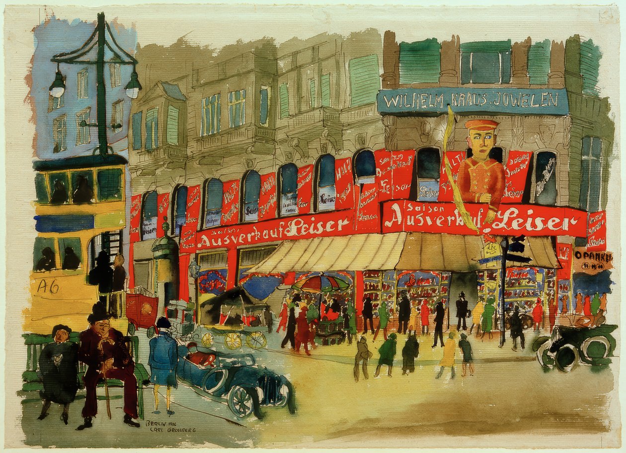 Berlino, Tauentzienstraße / Acquerello di C. Grossberg da Carl Grossberg