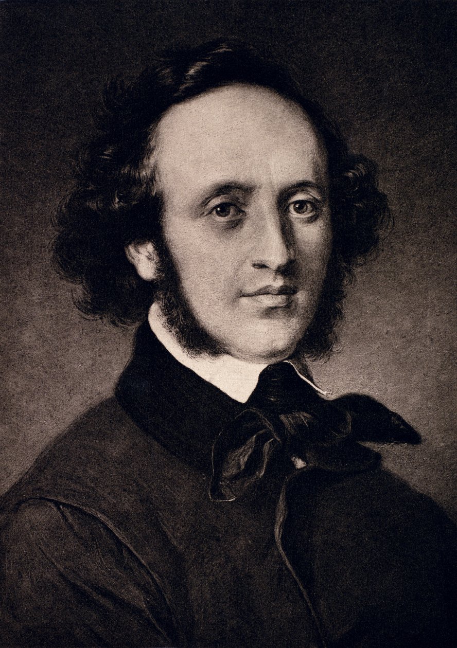 Ritratto di Felix Mendelssohn (1809-47) inciso da F. Bruckmann da Carl Jaeger