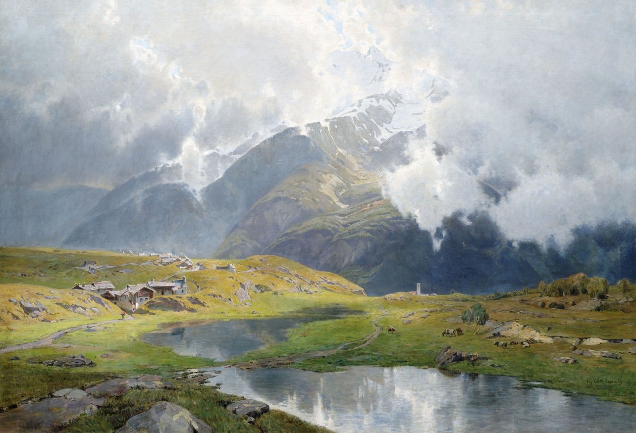 Paesaggio montano coperto di nuvole da Carl Julius E. Ludwig