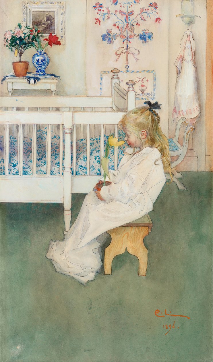 Lisbeth con tulipano giallo da Carl Larsson