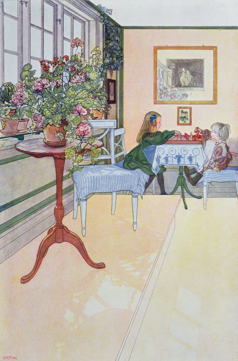 Una partita a scacchi da Carl Larsson