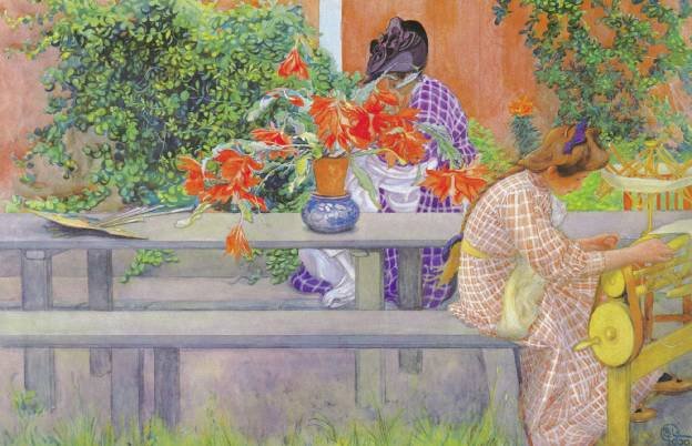 Karin e Brita con cactus da Carl Larsson