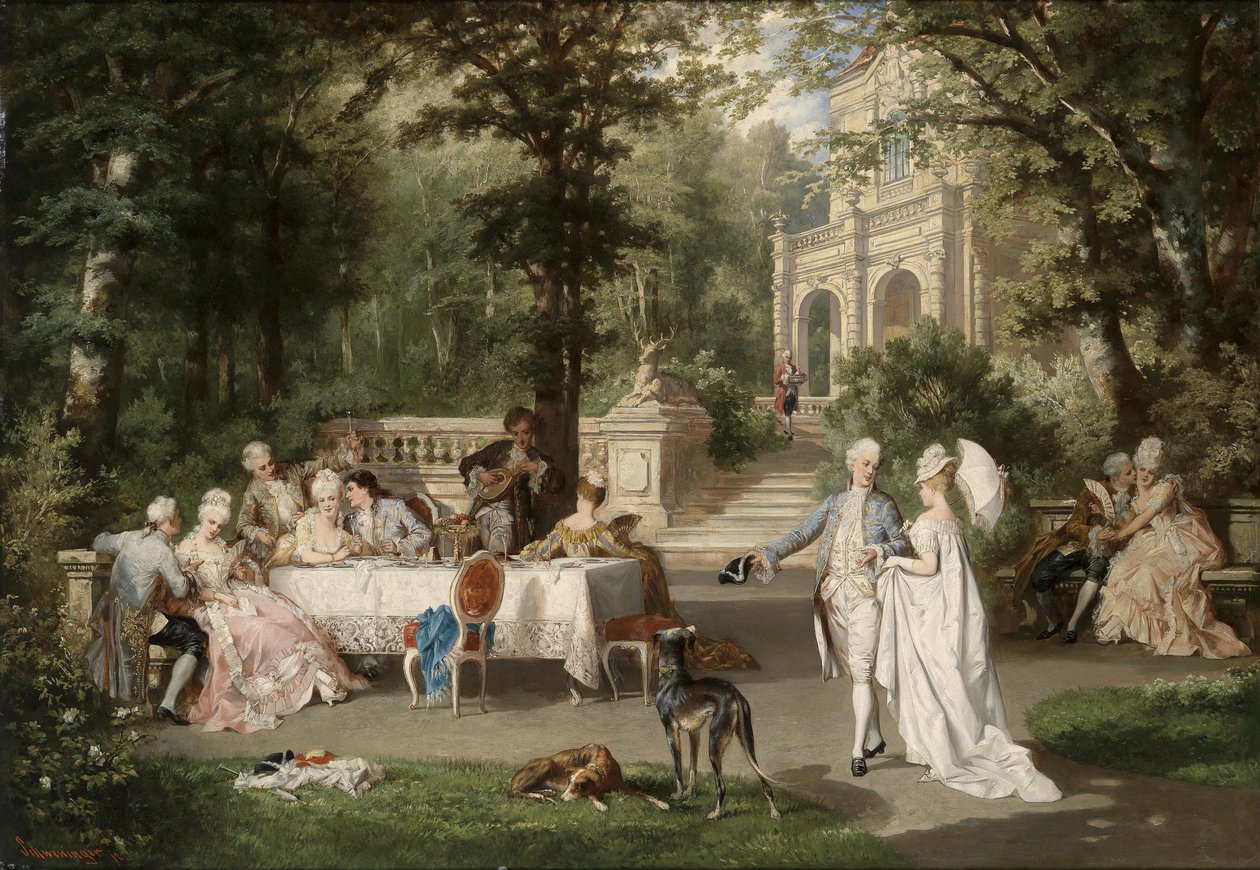 Società galante nel parco del castello da Carl Schweninger jr.