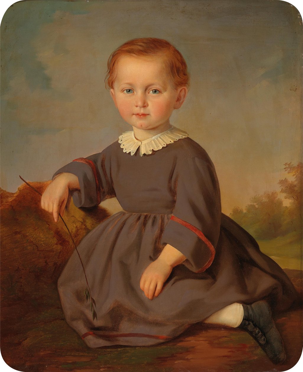 Ritratto di un bambino ambientato in un paesaggio da Carl Teibler