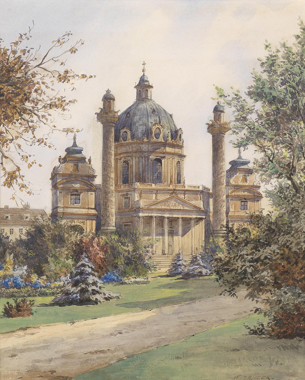 La Karlskirche a Vienna da Carl Wenzel Zajicek