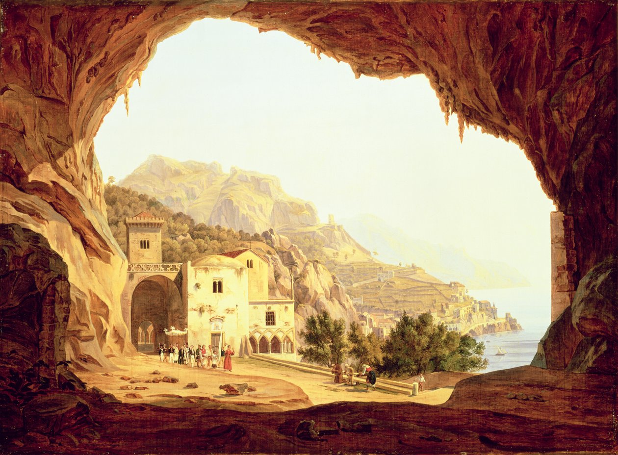 Veduta da una grotta sulla costa di Amalfi, c.1842 da Carl Wilhelm Goetzloff