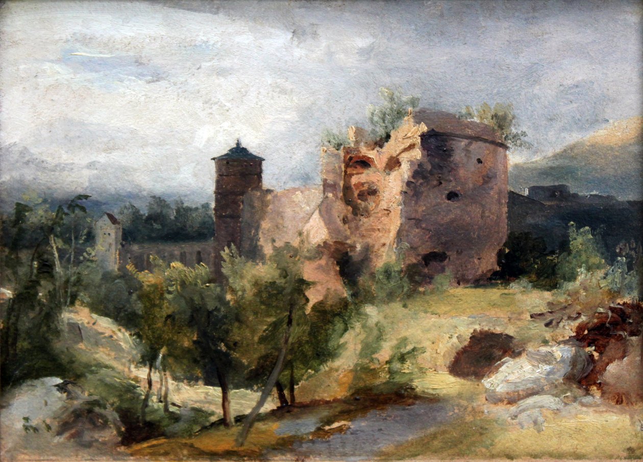 Tedesco: Der zersprengte Turm des Heidelberger Schlosses La torre in frantumi del castello di Heidelberg da Carl Blechen