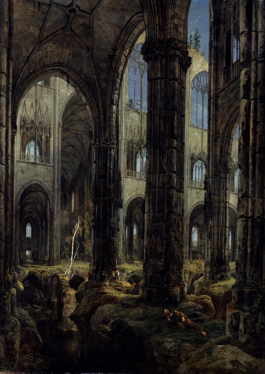 Rovine della chiesa gotica, 1826 da Carl Blechen