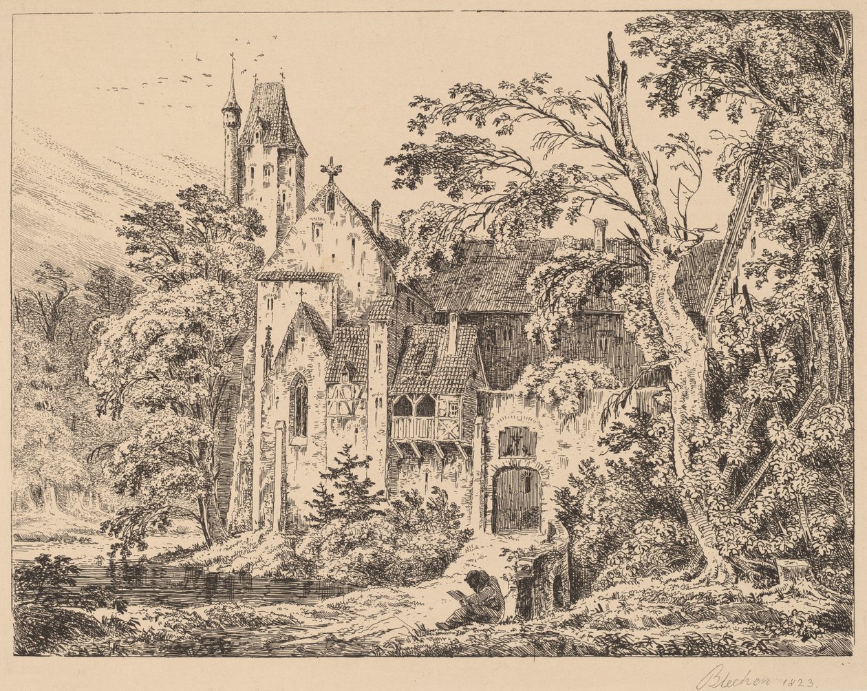 Il monastero nella foresta da Carl Blechen