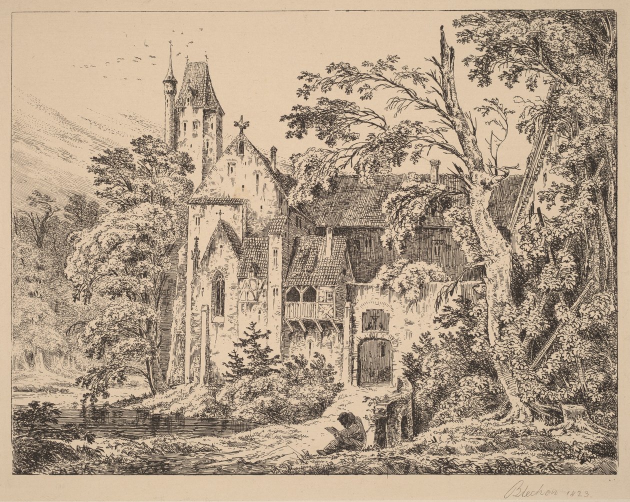 Il monastero nella foresta da Carl Blechen