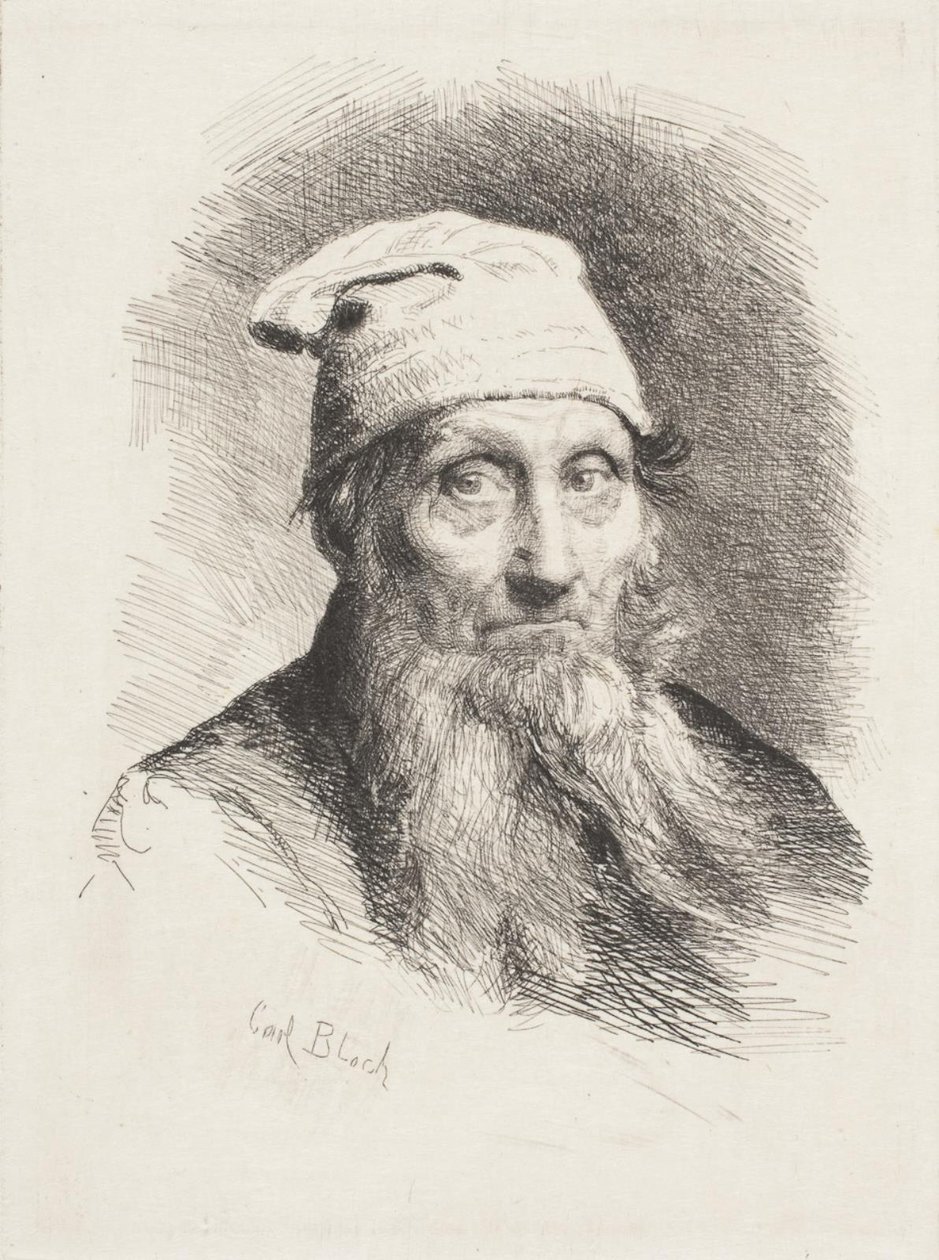 Un vecchio con berretto. Ritratto da Carl Bloch