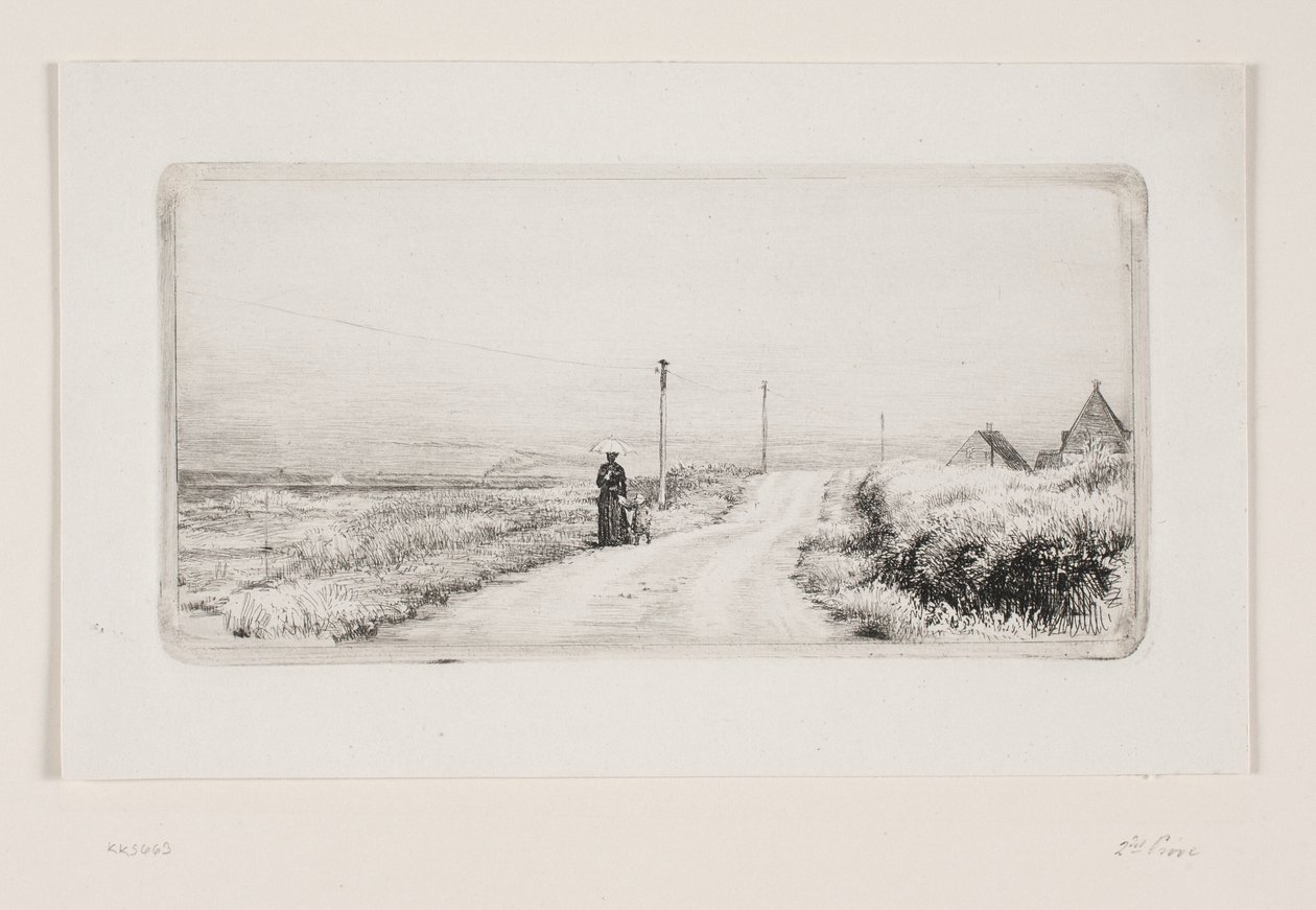 Strada di campagna con donna che passeggia. Pomeriggio di sole da Carl Bloch