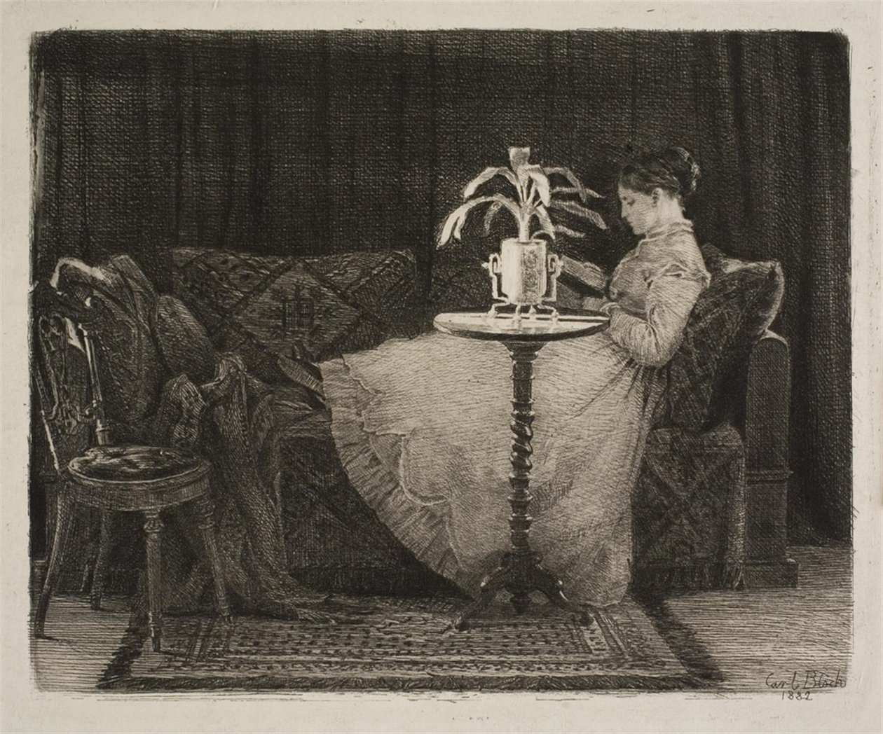 Donna che legge da Carl Bloch
