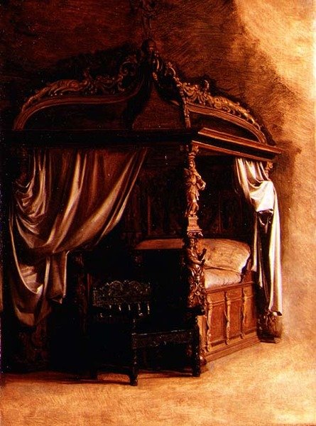 Il letto reale del re Cristiano IV di Danimarca (1577-1648) da Carl Bloch