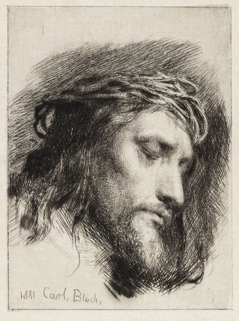 Testa di Cristo coronata di spine da Carl Bloch