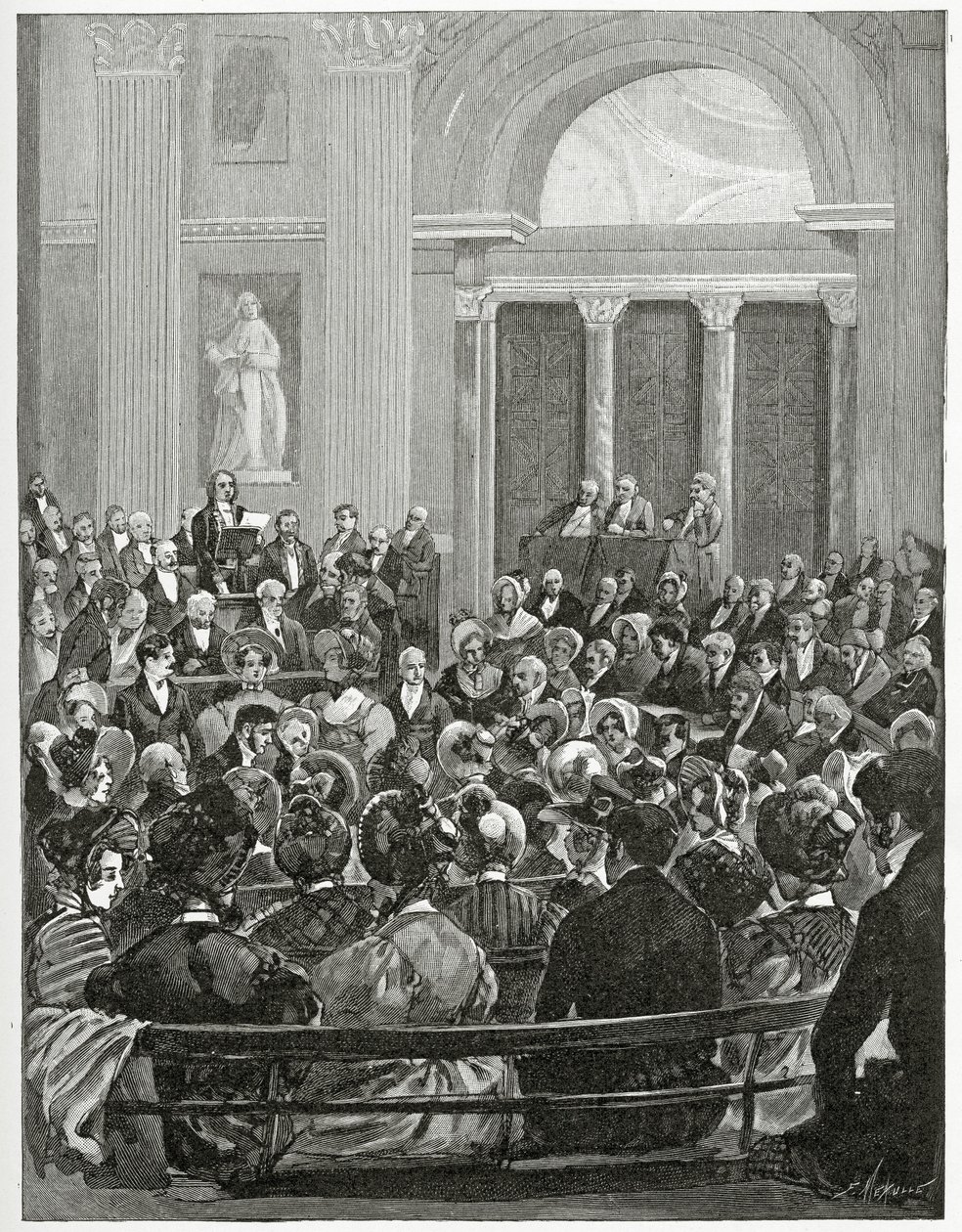 Discorso di ricezione di Victor Hugo, XIX secolo (incisione in bianco e nero) da Carl Christian Vogel von Vogelstein