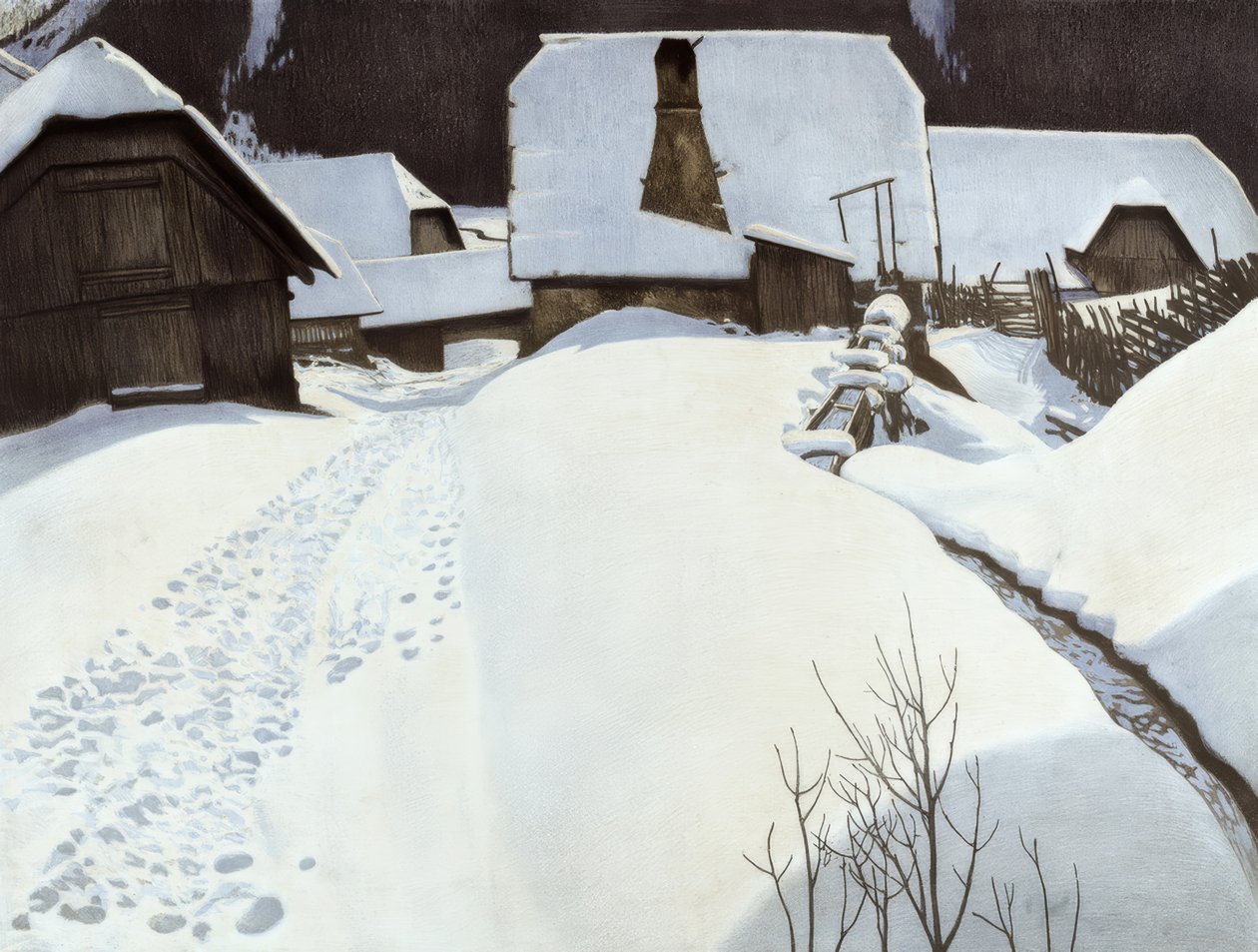 Bauernhaus im Winter da Carl Ederer