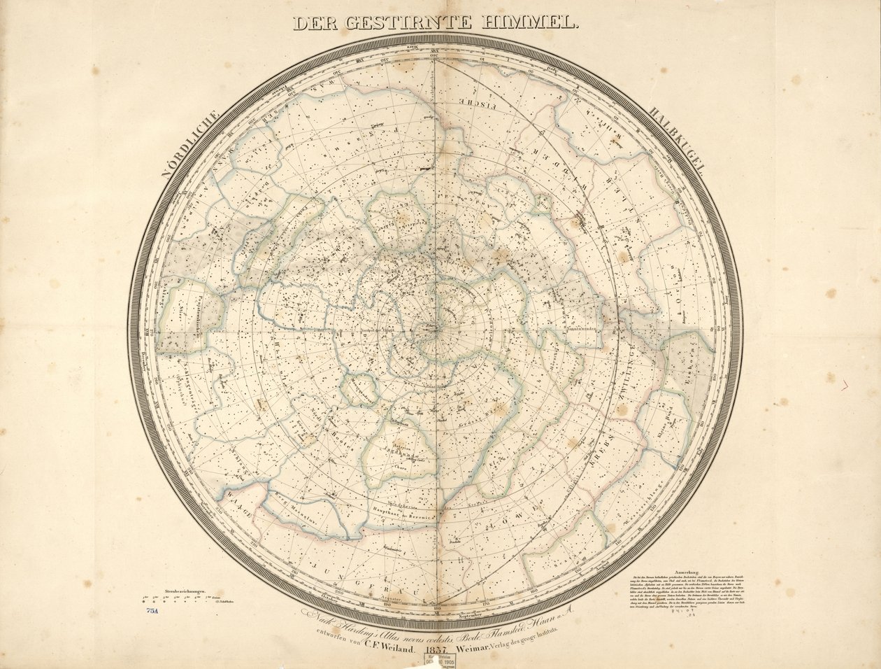 Il cielo stellato - emisfero settentrionale da Carl Ferdinand Weiland