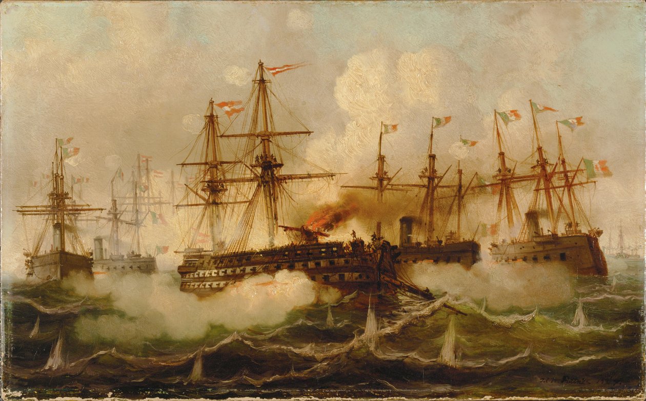 Battaglia navale presso Lissa ... (dipinto su tela) da Carl Frederik Sørensen