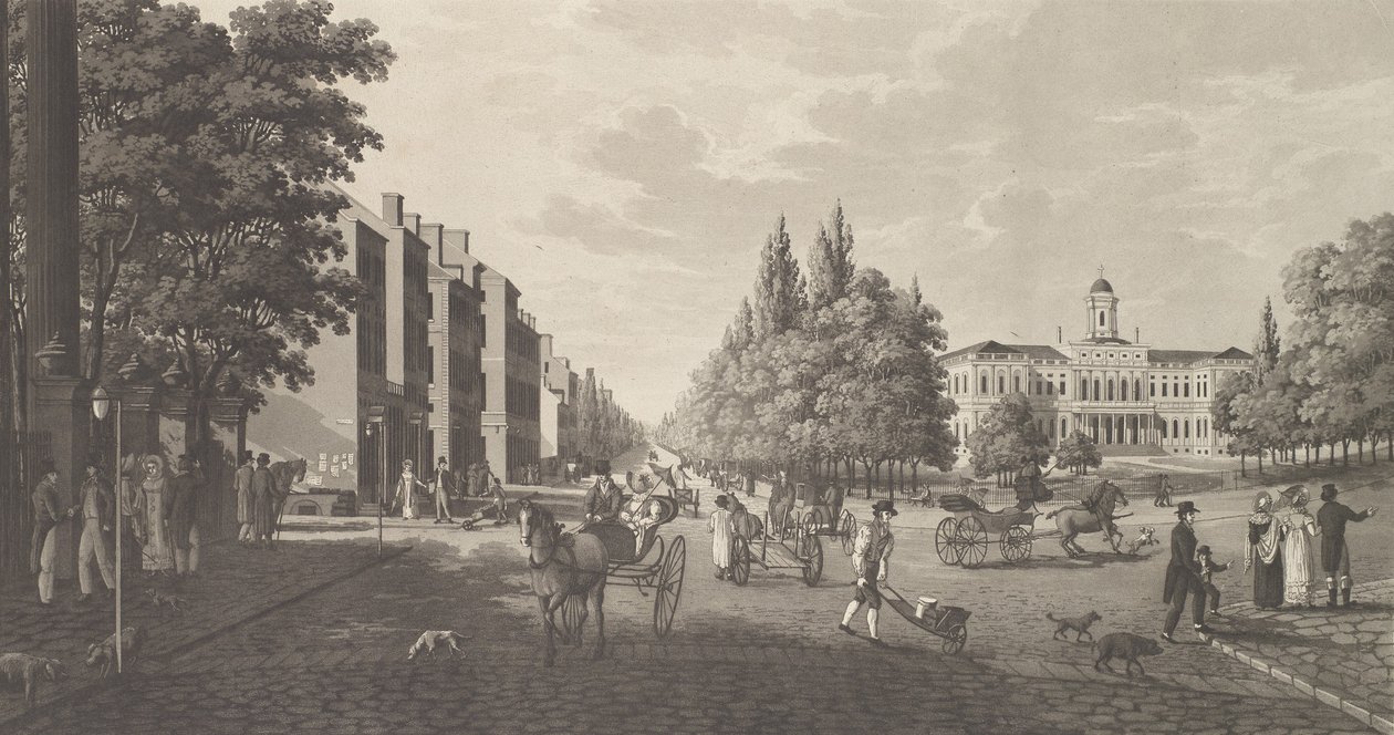 Broadway e City Hall a New York, 1824 da Carl Fredrik Akrell