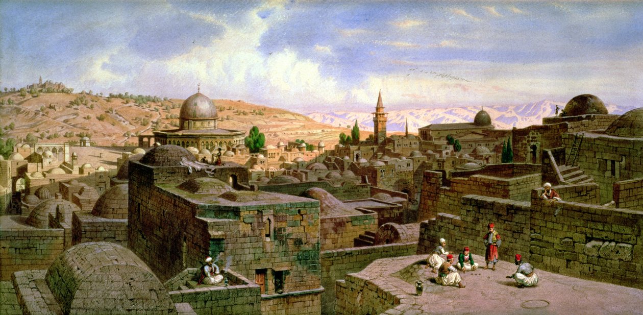 Una vista di Gerusalemme, con la Cupola della Roccia, 1864 da Carl Friedrich Heinrich Werner