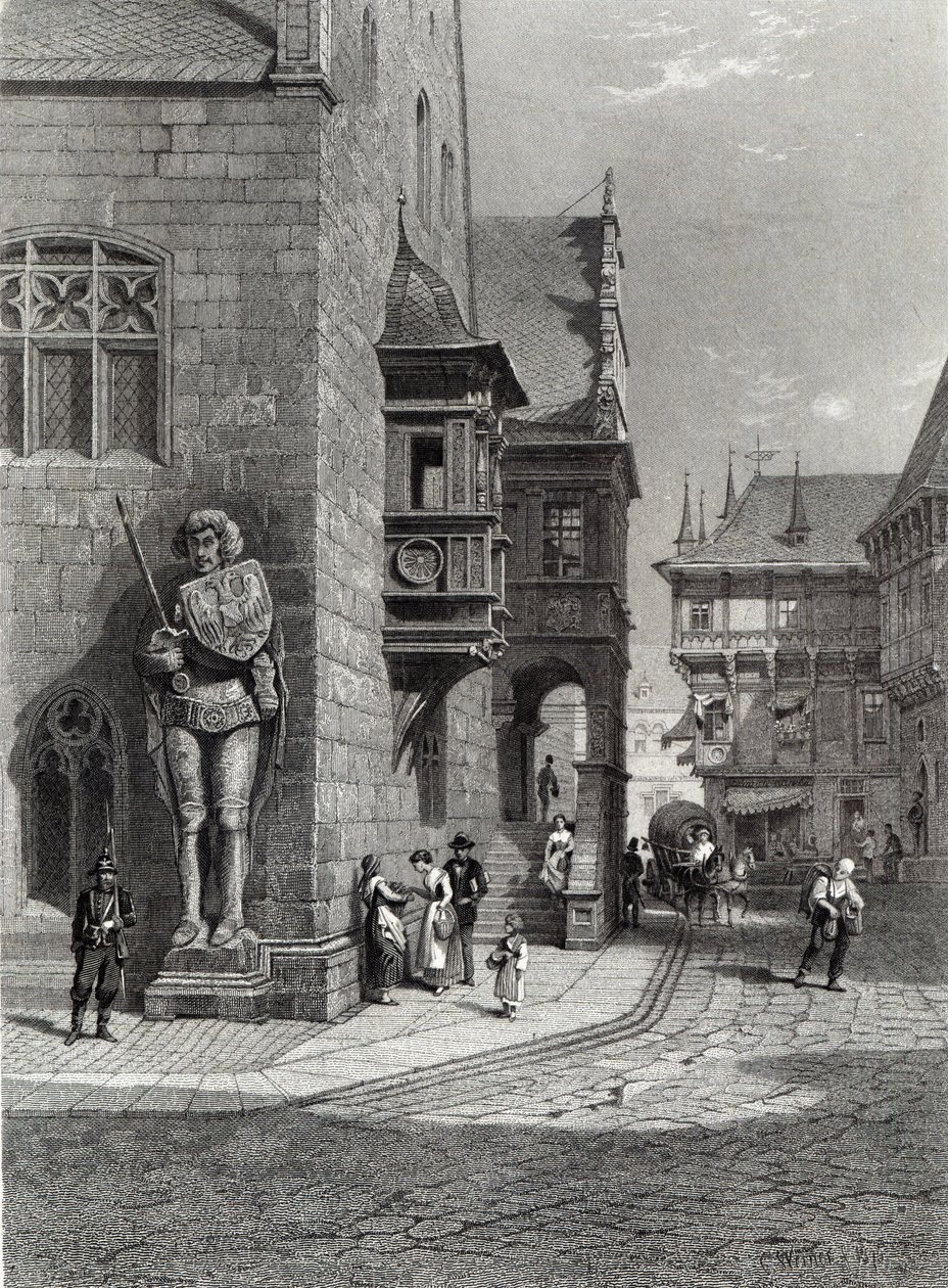 Municipio di Halberstadt, inciso da E. Joubert da Carl Friedrich Heinrich Werner