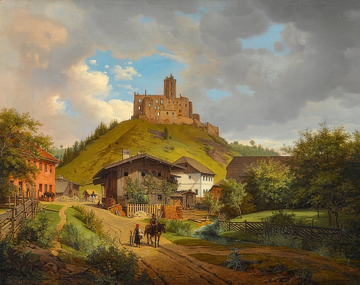 Rovine del Castello di Hilgartsberg e Vista di Hofmark sul Danubio, 1829 da Carl Friedrich Heinzmann