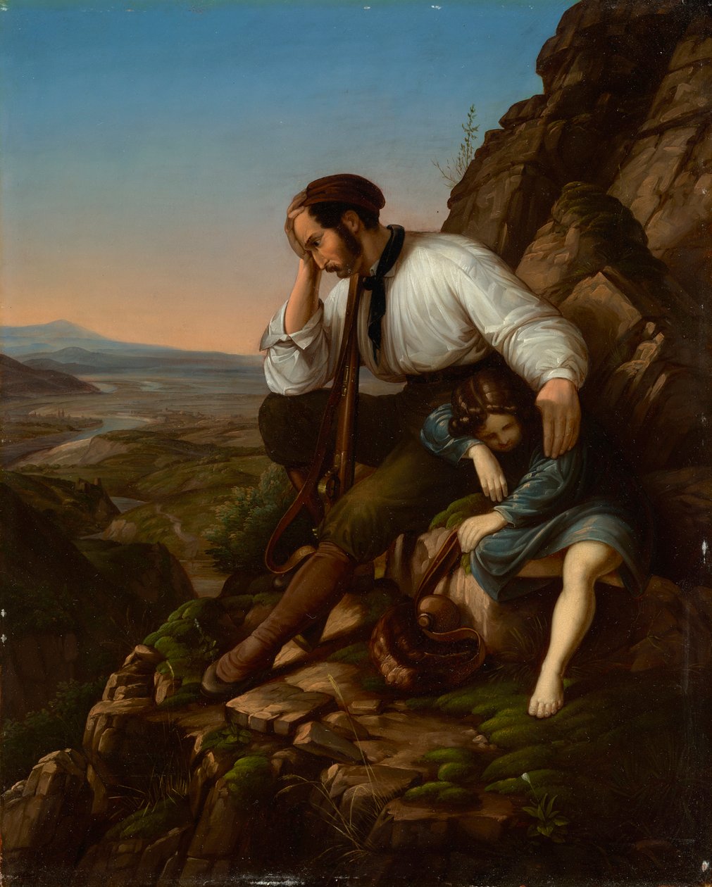 Il brigante con il figlio addormentato da Carl Friedrich Lessing