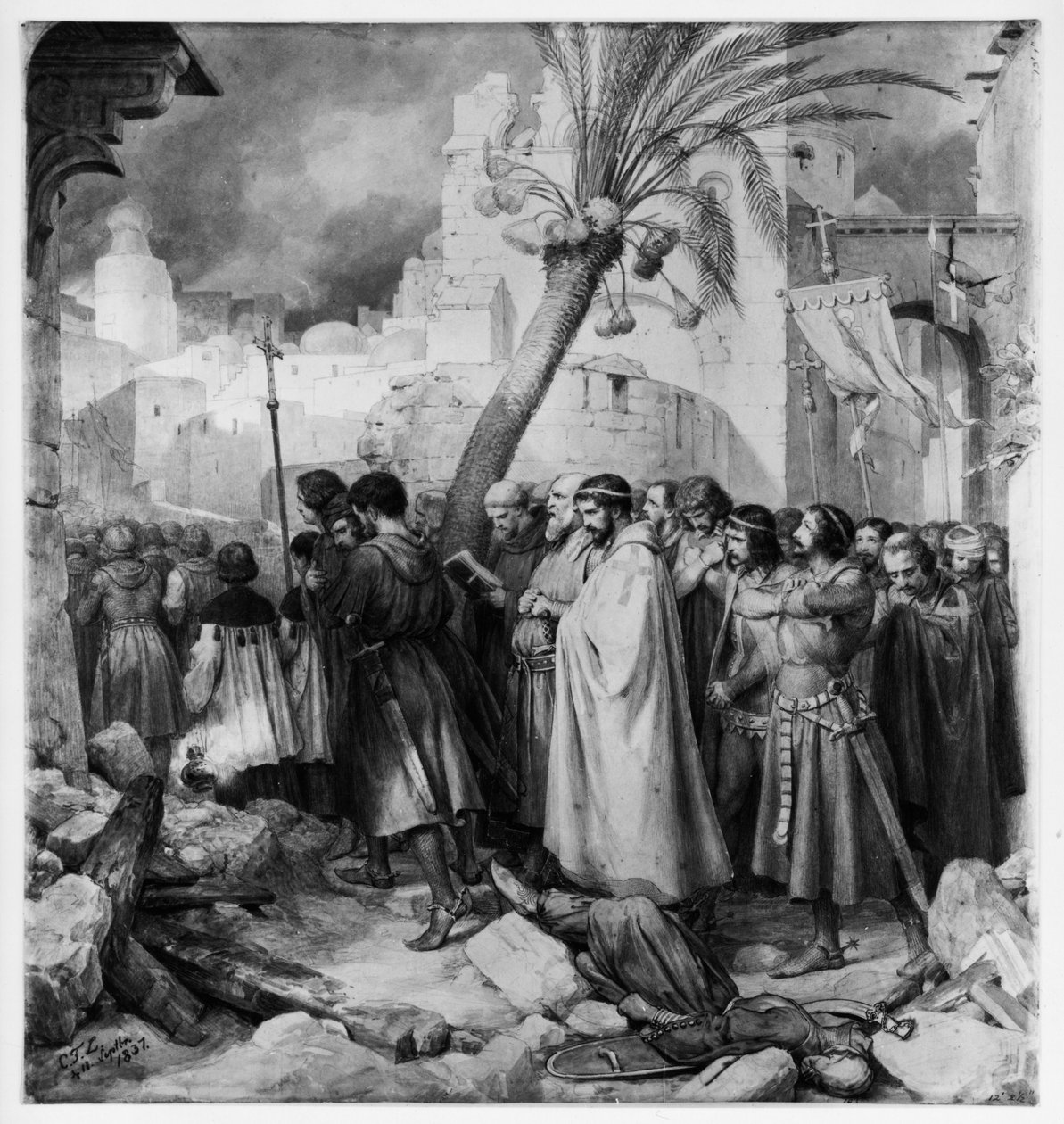 La processione dei crociati a Gerusalemme nel 1099 da Carl Friedrich Lessing