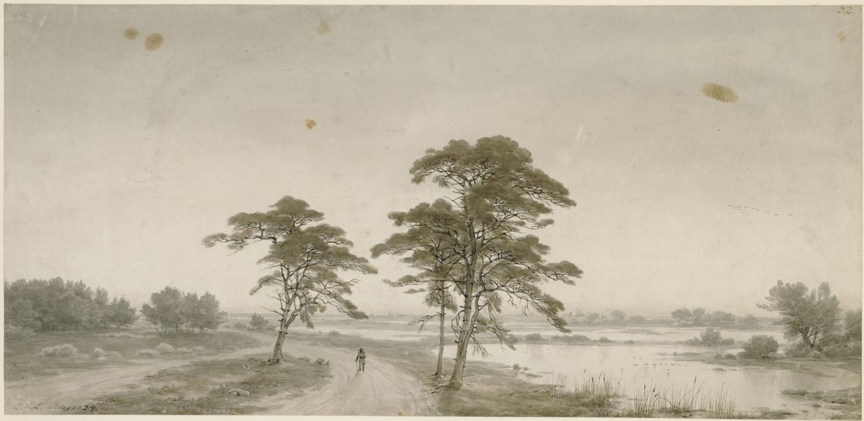 Paesaggio pianeggiante con viandante da Carl Friedrich Lessing