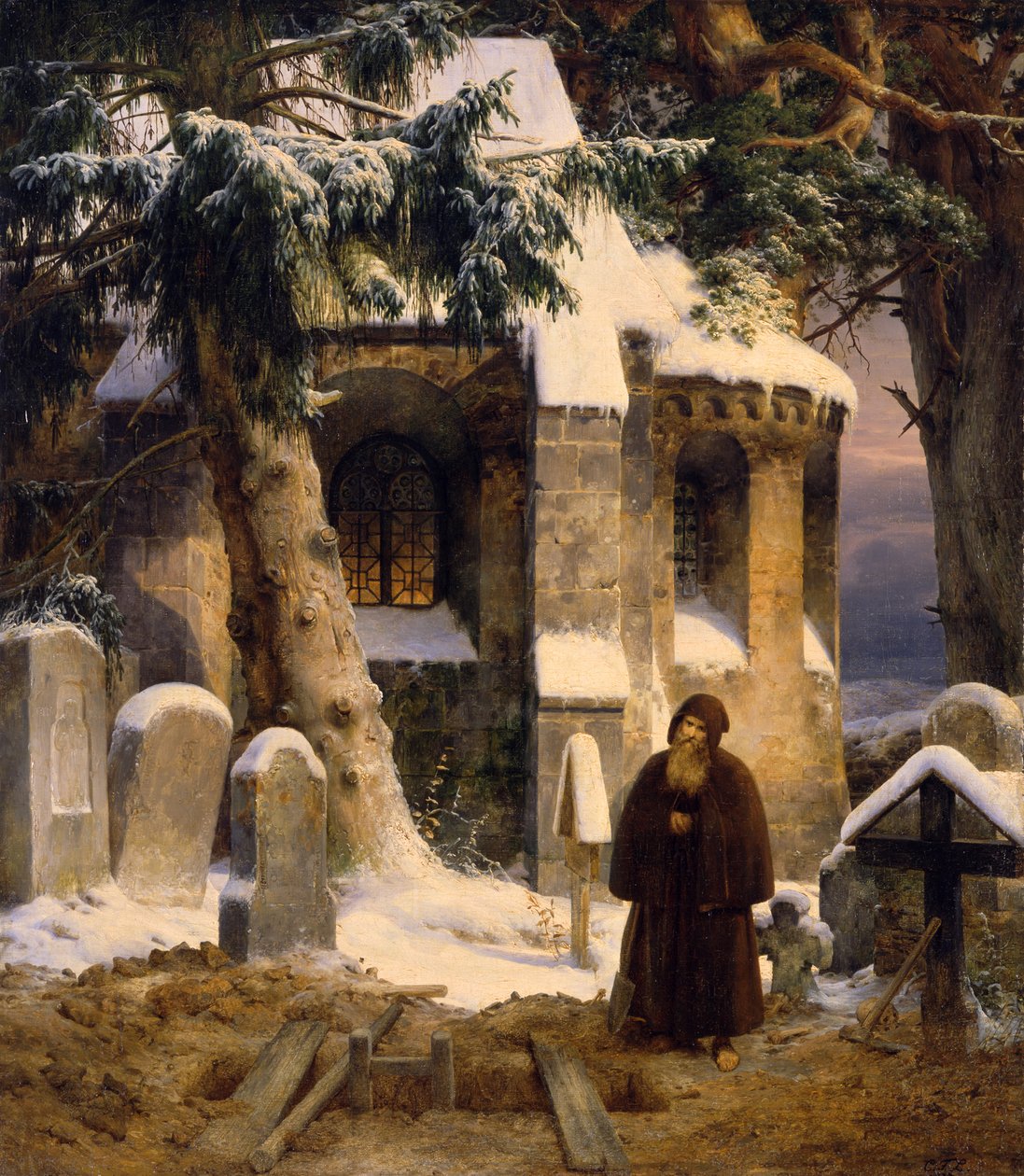Cimitero monastico nella neve da Carl Friedrich Lessing