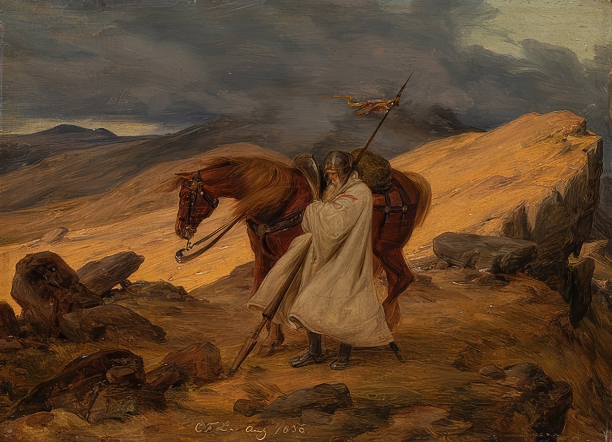Cavalieri crociati di guardia in montagna da Carl Friedrich Lessing