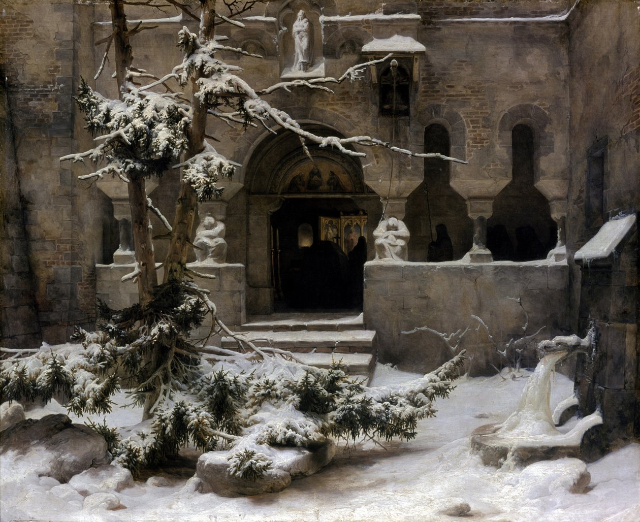 Giardino del monastero nella neve da Carl Friedrich Lessing