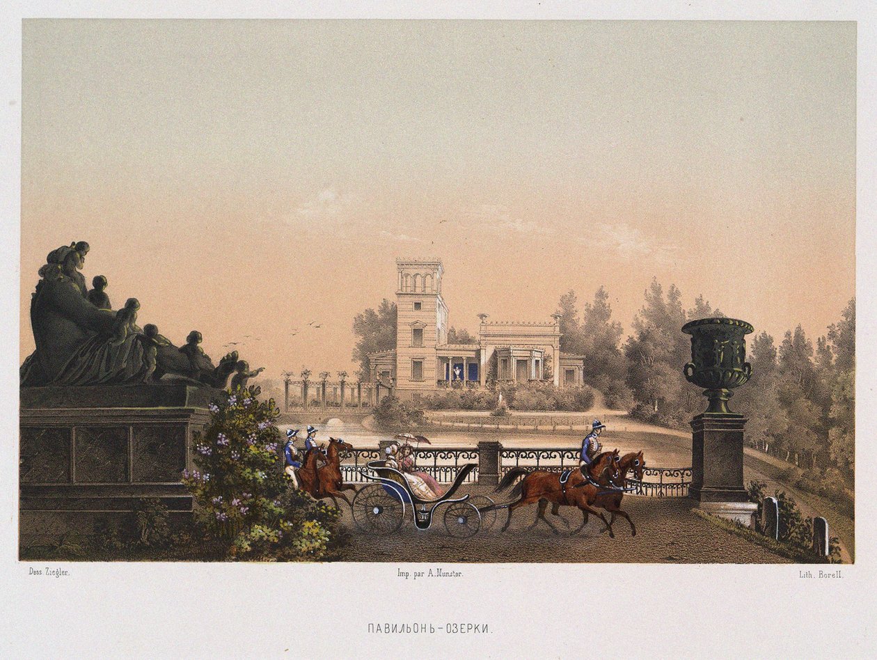 Il padiglione rosa Ozerki nel Parco di Peterhof, 1853 da Carl Friedrich Ziegler von Schaffhausen