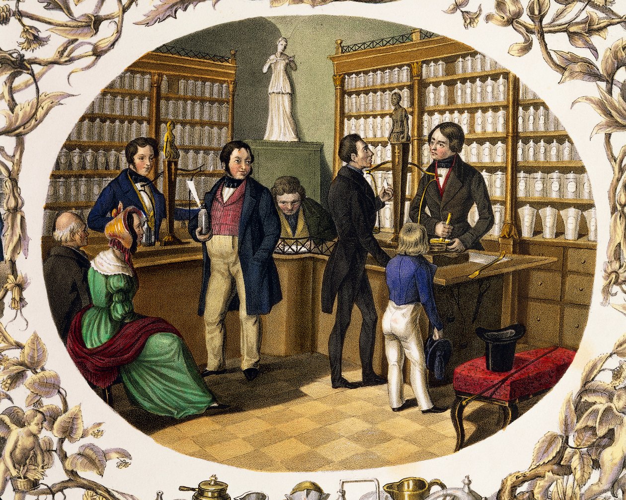 Interno di una farmacia austriaca da Carl and Geiger Peter Johann Nepomuk Kunz