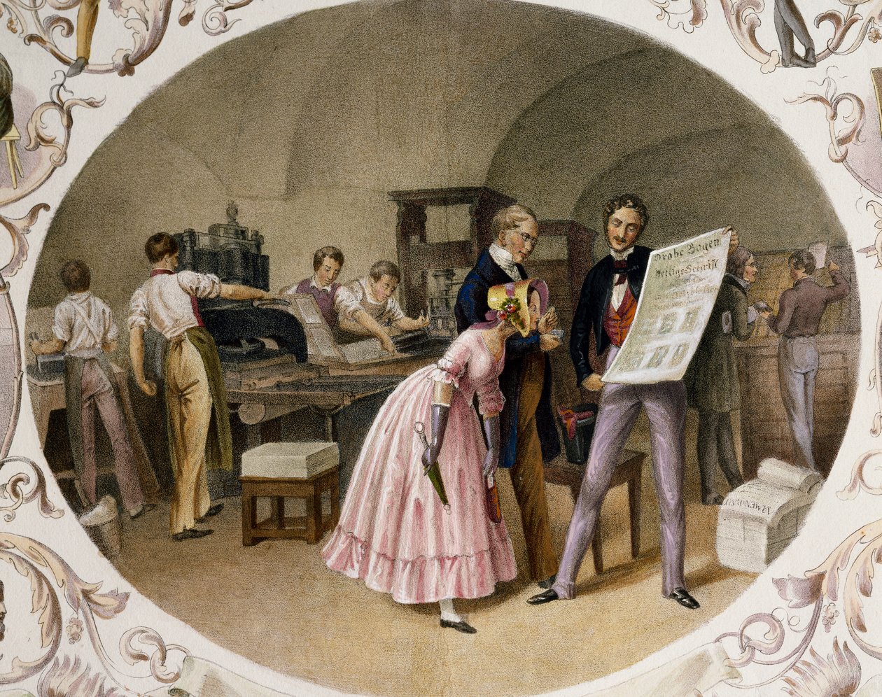 Interno di una tipografia da Carl and Geiger Peter Johann Nepomuk Kunz