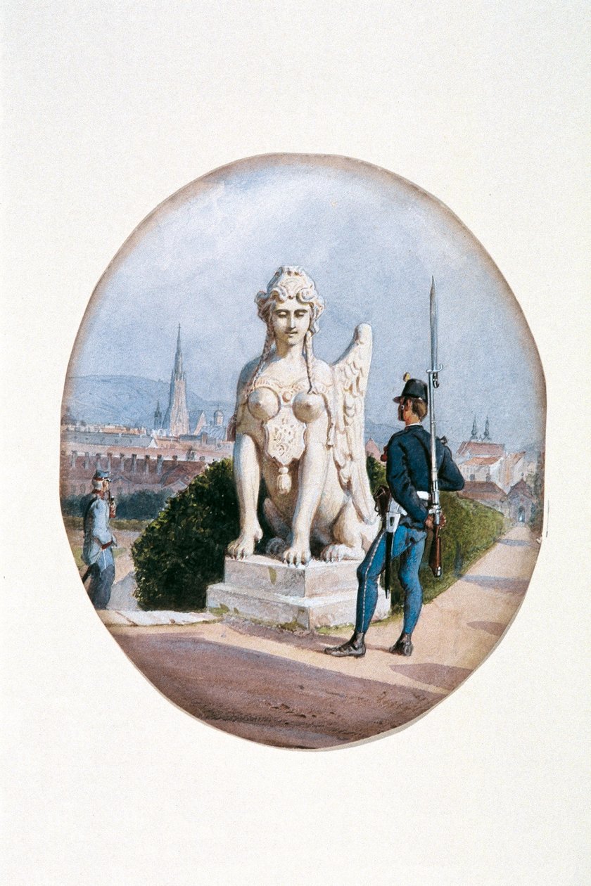 Un fante come sentinella davanti al Belvedere Superiore da Carl Goebel d. J.