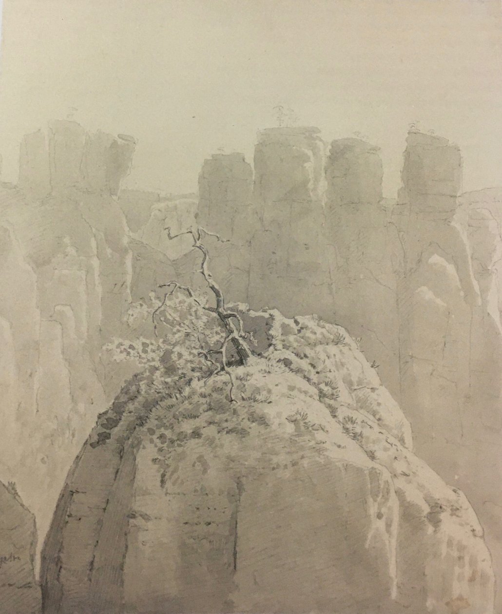 Tedesco: Vista dal ponte di Bastei nella Svizzera sassone verso la Piccola Oca da Carl Gustav Carus