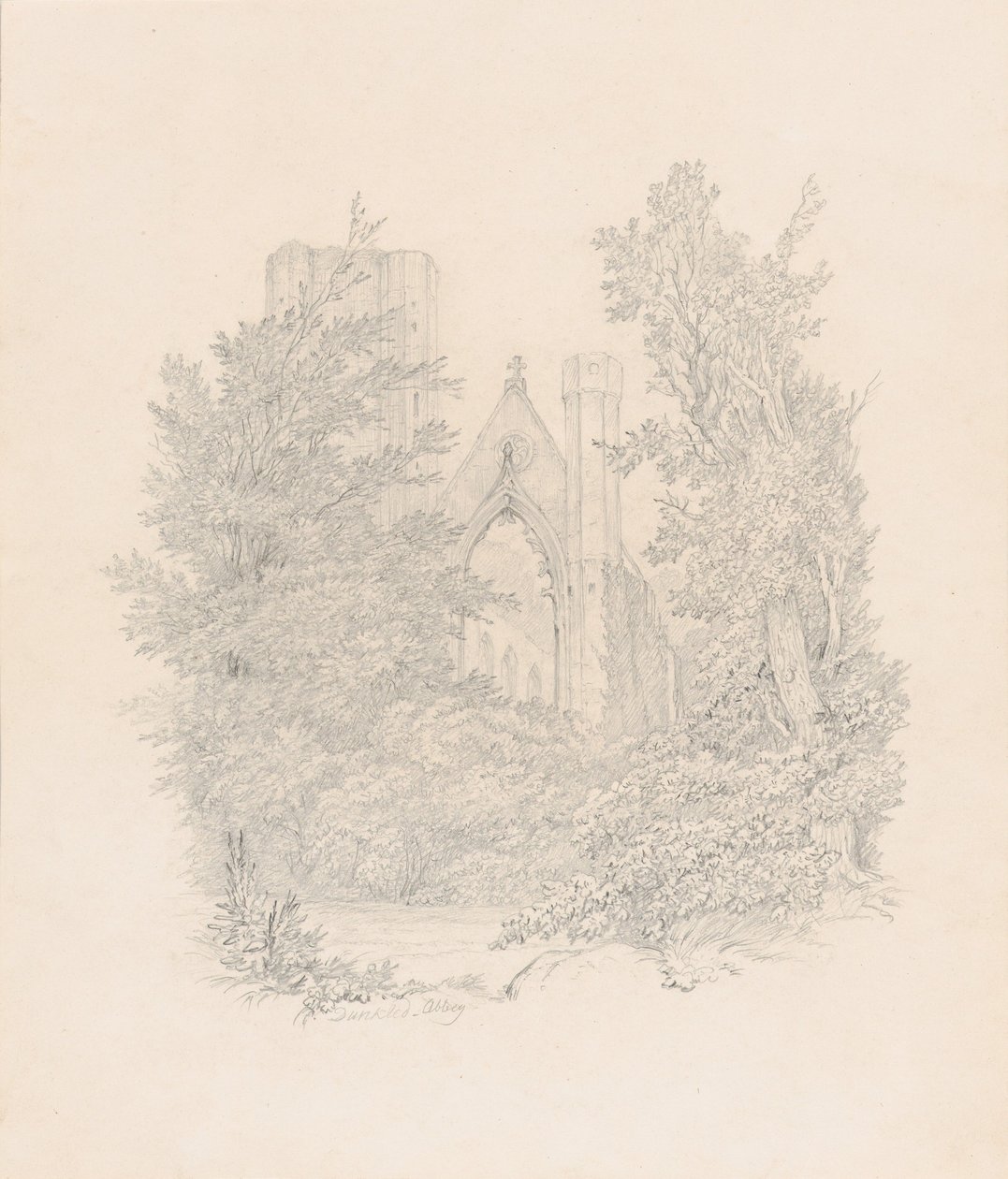 Vista della facciata ovest della cattedrale di Dunkeld da Carl Gustav Carus