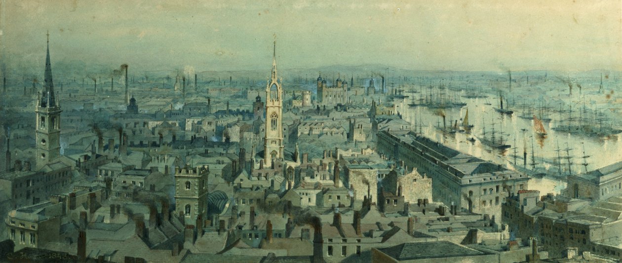Veduta di Londra dal Monumento verso est, 1848 da Carl Haag