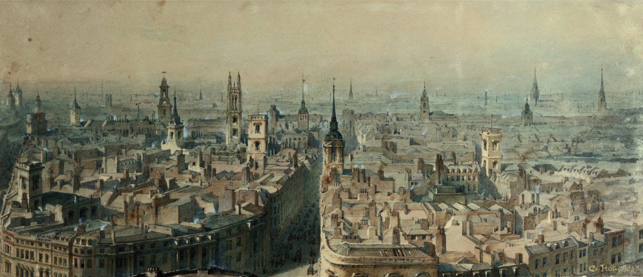 Veduta di Londra dal Monumento verso Nord, 1848 da Carl Haag