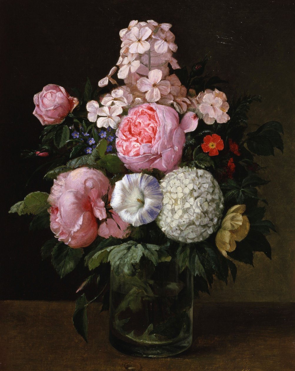 Natura morta di rose rosa e ortensie. Dipinto di Carl Henrik Koch Moller (1845-1920) Collezione privata. da Carl Henrik Koch Moller