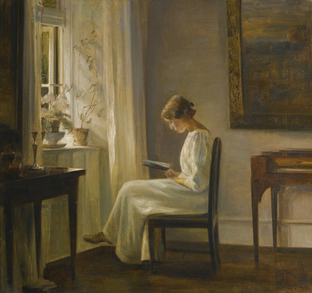 Interno con una donna che legge da Carl Holsoe