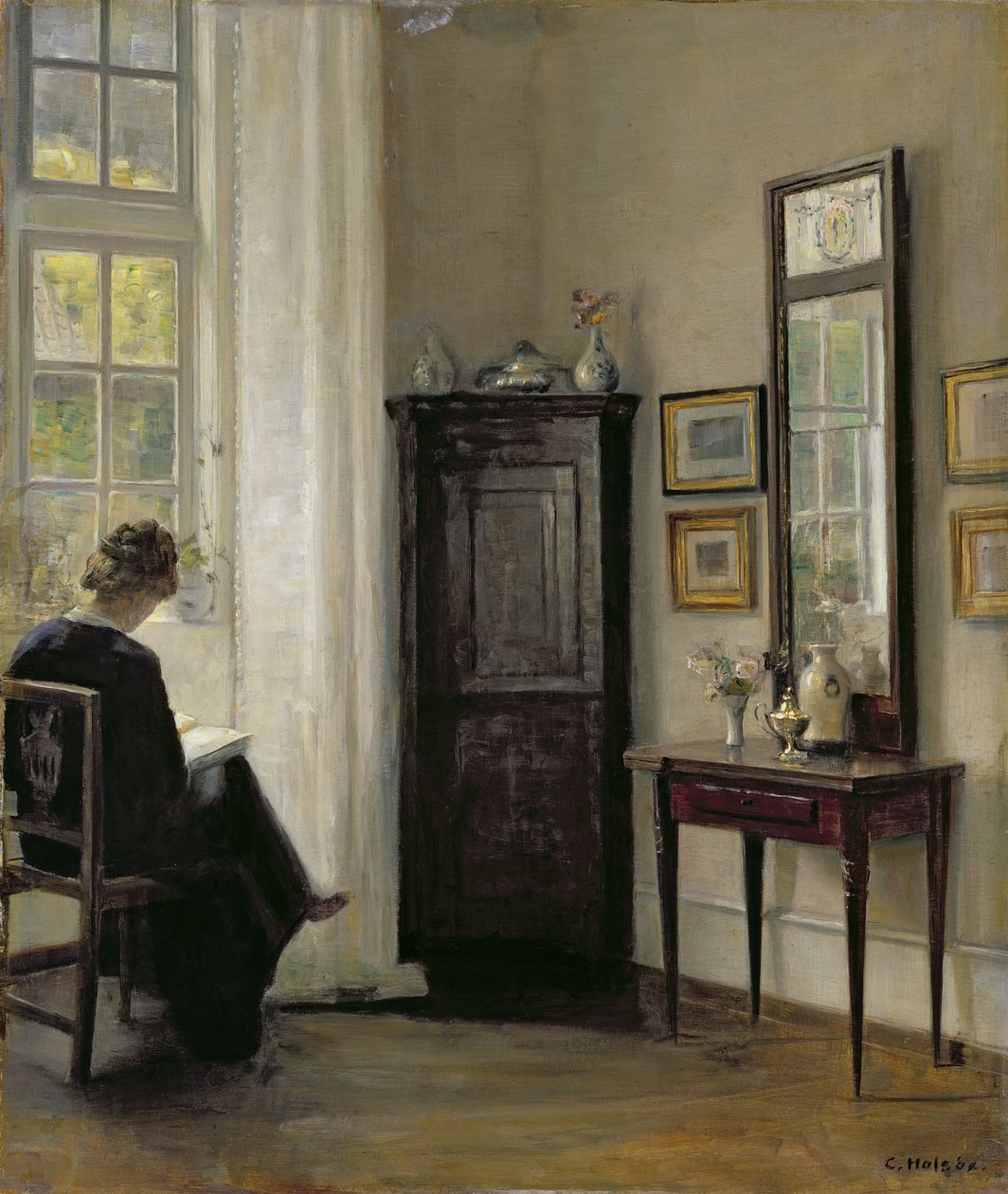 Interno con donna che legge da Carl Holsoe
