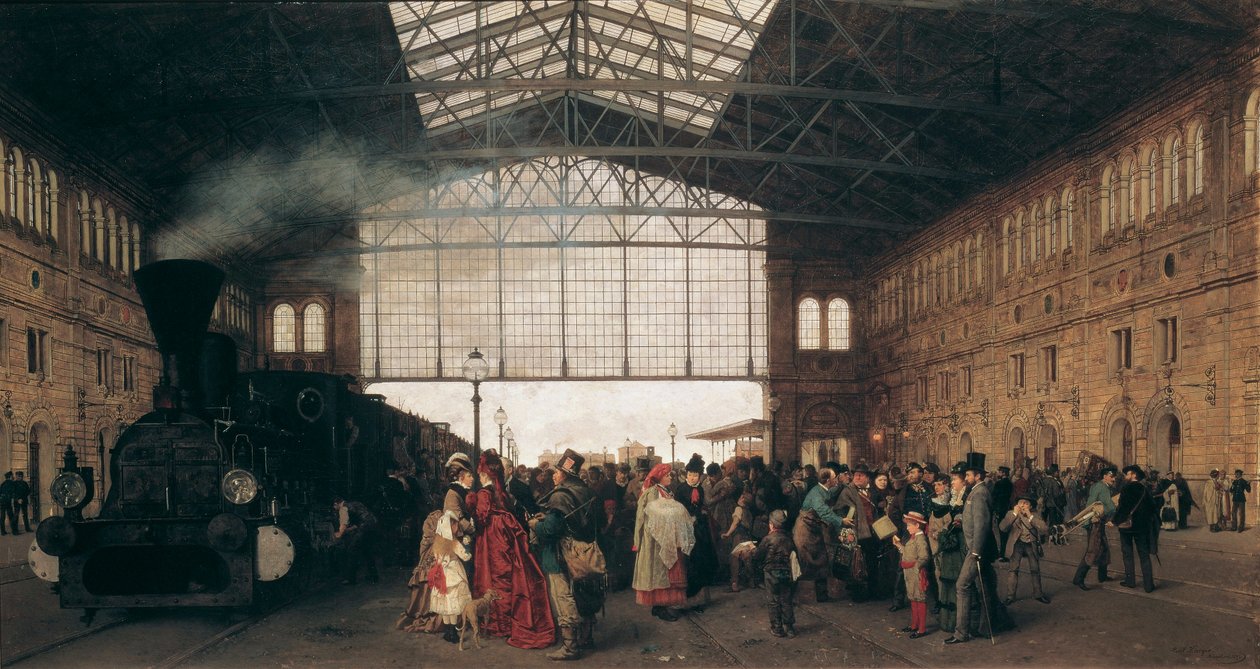 Arrivo di un treno alla stazione nord-ovest di Vienna da Carl Karger