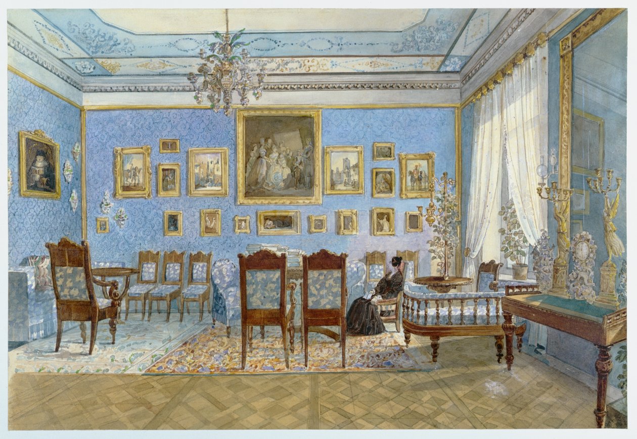 Il salone di Madame Hanska (1801-82) a San Pietroburgo da Carl Kollmann