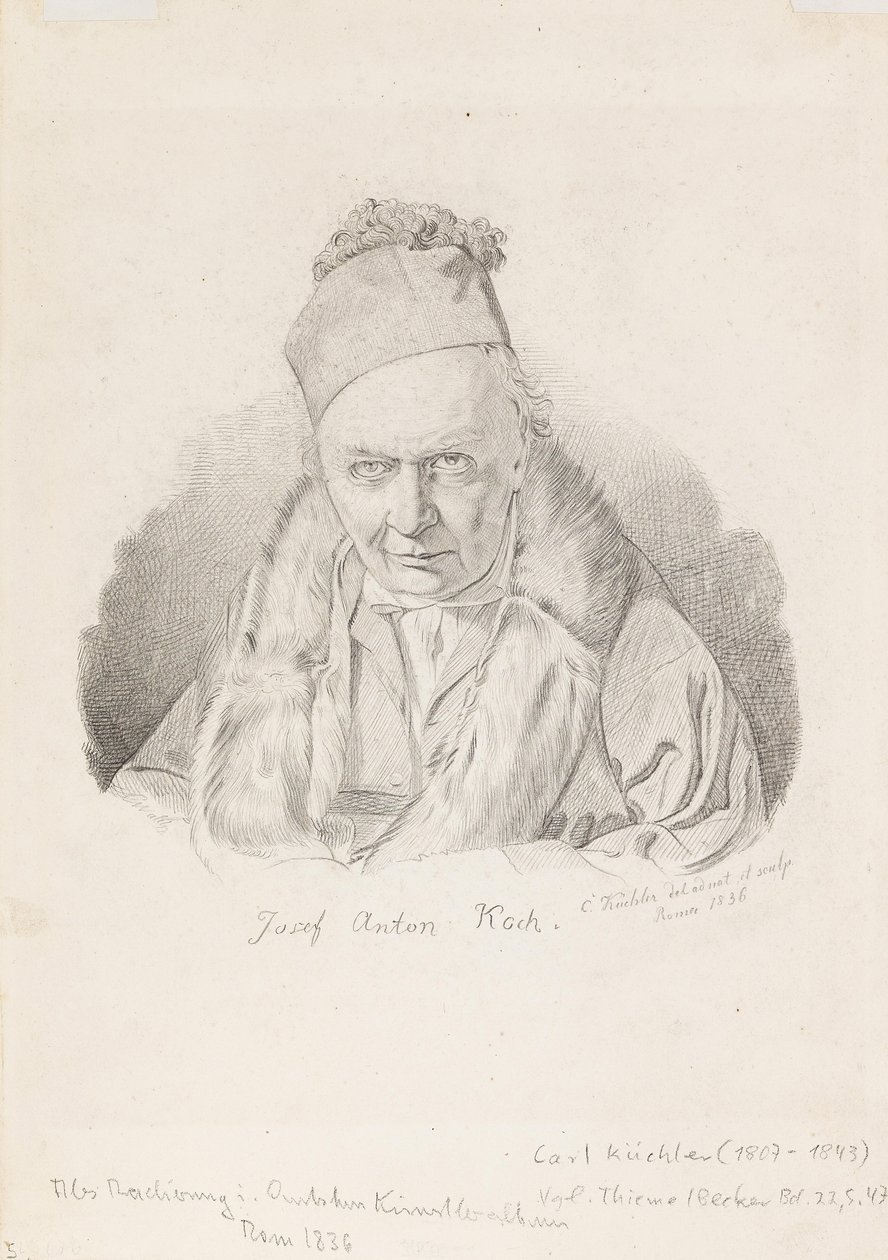 Ritratto del pittore Joseph Anton Koch 1768-1839, 1836 da Carl Küchler