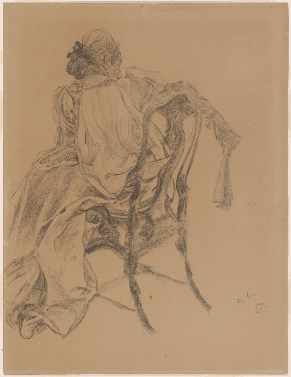 Una Signora Elegante del Diciottesimo Secolo con un Ventaglio da Carl Larsson