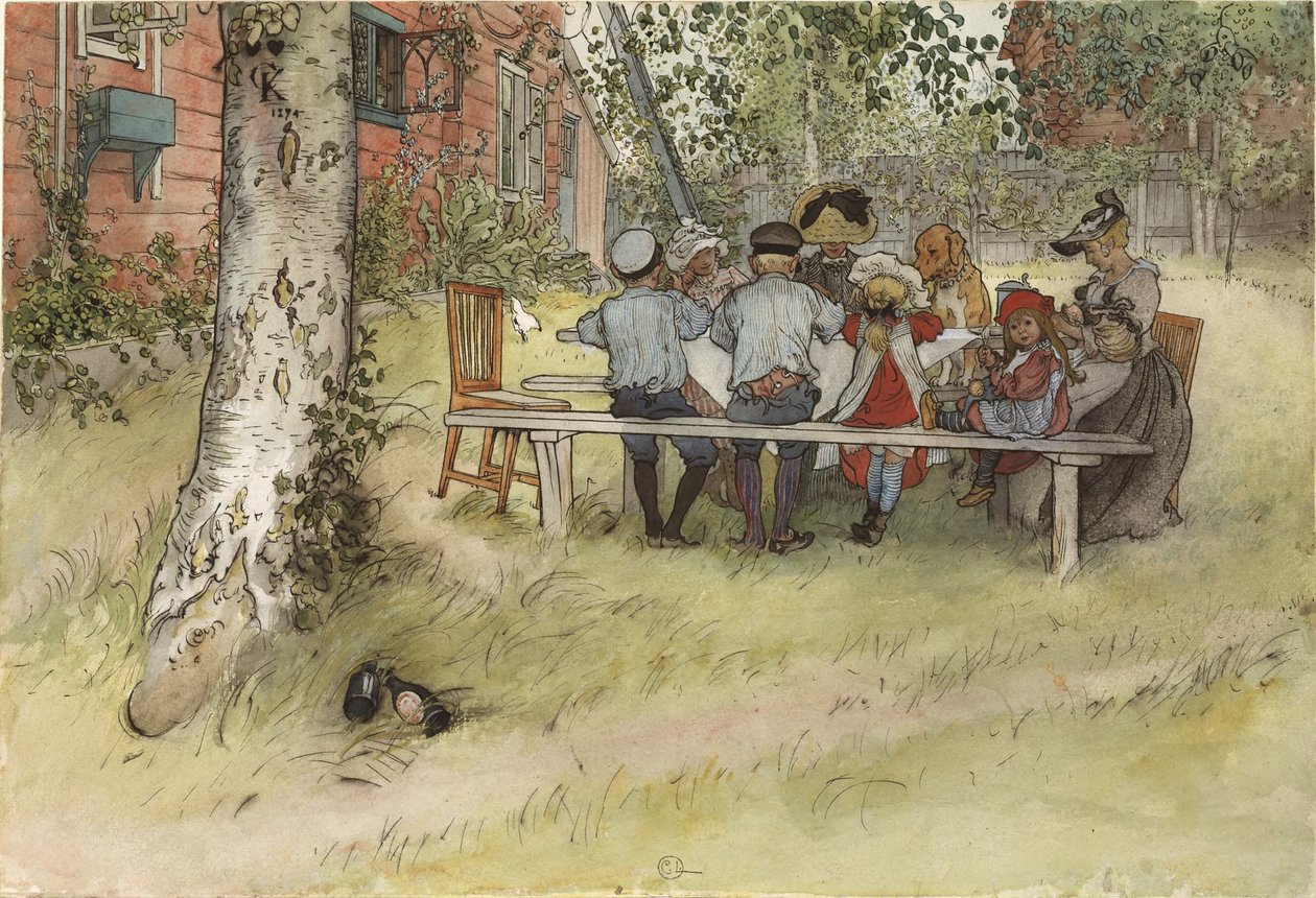 Colazione sotto la grande betulla da Carl Larsson